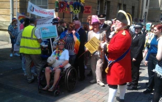 Leading the Gloucestershire Pride Parade 2014