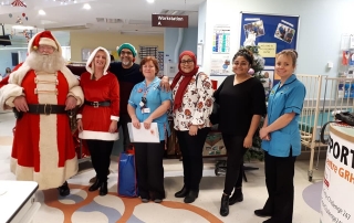 Alan Myatt dressed up as Deluxe Father Christmas at Gloucester Royal Hospital